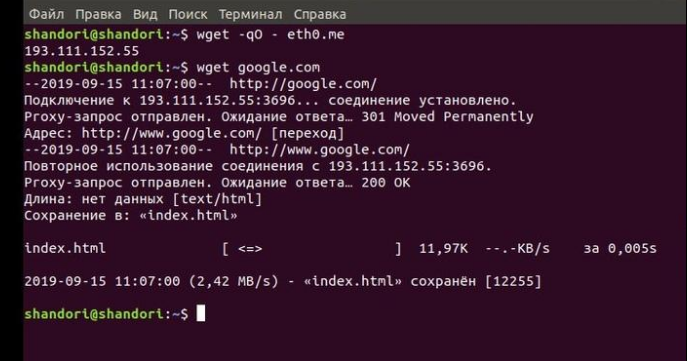 Уточните правильность выполненной настройки с помощью команды: wget -q0 - eth0.me или wget google.com